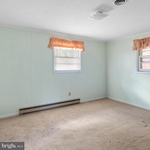 52 Golden Maple Ln, Maurertown, VA 22644 - carpeted spare room with a baseboard radiator, crown molding, and baseboards