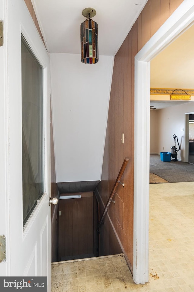 52 Golden Maple Ln, Maurertown, VA 22644 - stairs with wooden walls and carpet