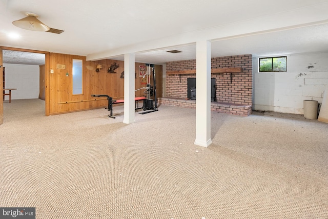 52 Golden Maple Ln, Maurertown, VA 22644 - basement with carpet flooring and wooden walls