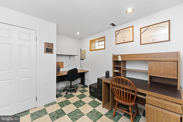 201 Forge Rd, Collegeville, PA 19426 - office with built in study area, tile patterned floors, and recessed lighting