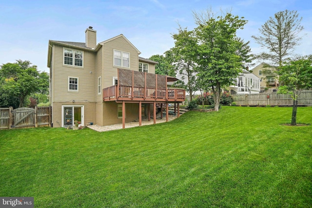 408 Maravista Ct, Silver Spring, MD 20905 - back of property with a wooden deck, a gate, and a chimney