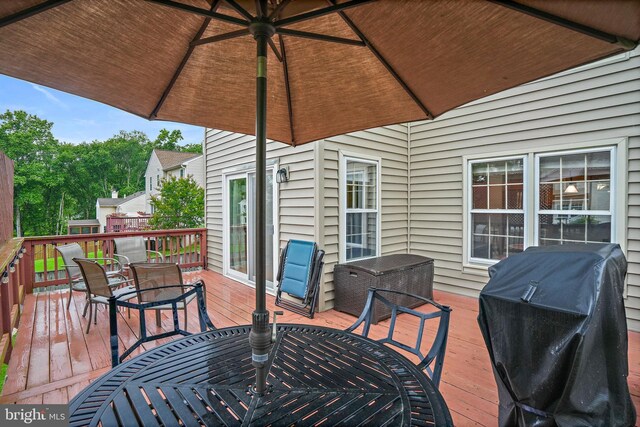 408 Maravista Ct, Silver Spring, MD 20905 - wooden terrace featuring outdoor dining space and a grill