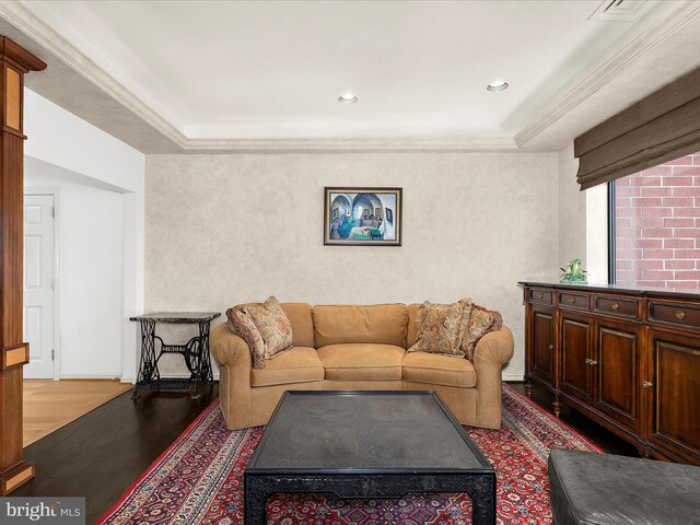 10 E Lee St Unit 2405, Baltimore, MD 21202 - living area with wood finished floors, a tray ceiling, and recessed lighting