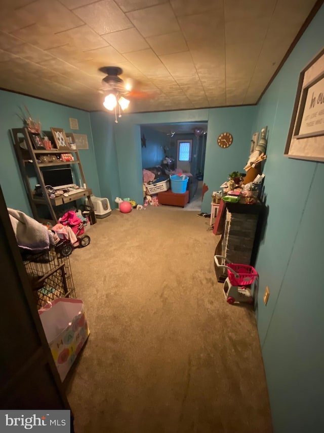 1222 Centre St, Ashland, PA 17921 - game room with carpet and a ceiling fan