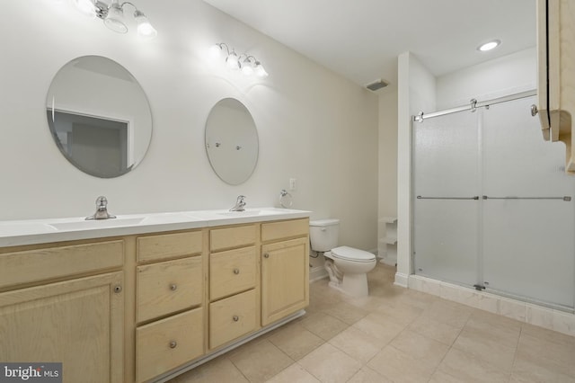 19885 Naples Lakes Ter, Ashburn, VA 20147 - bathroom with double vanity, a stall shower, and tile patterned flooring