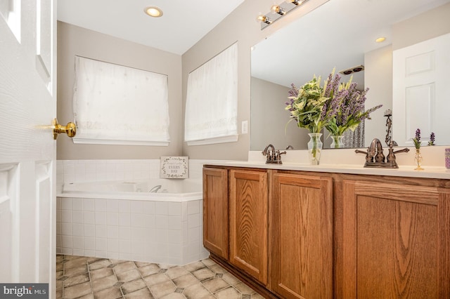 4784 Wermuth Way, Woodbridge, VA 22192 - bathroom with double vanity, a bath, recessed lighting, and tile patterned floors