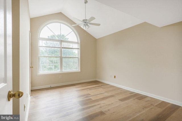 4100 Monument Ct Unit 302, Fairfax, VA 22033 - empty room with lofted ceiling, a ceiling fan, light wood-style flooring, and baseboards