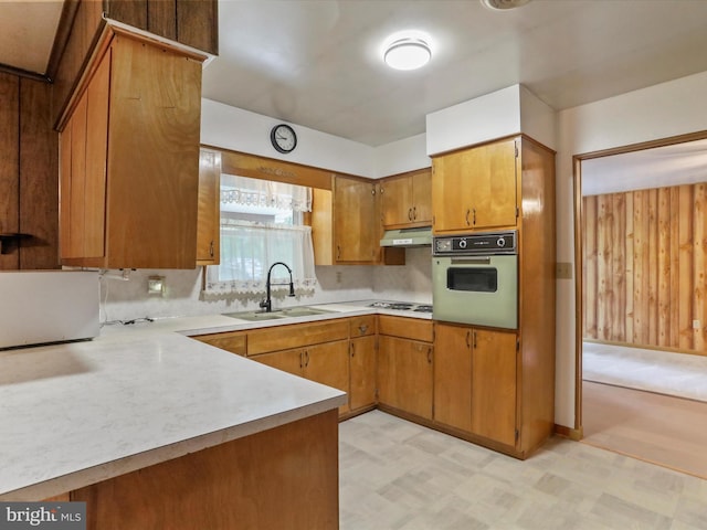 193 Chevy Ln, Berkeley Springs, WV 25411 - kitchen with white appliances, a sink, light flooring, and under cabinet range hood