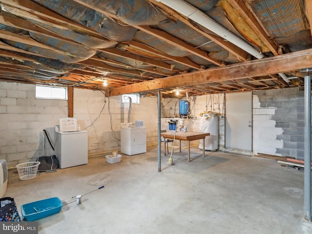 193 Chevy Ln, Berkeley Springs, WV 25411 - basement with washing machine and dryer and water heater