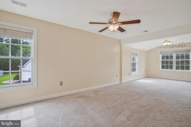 927 Brick Manor Cir, Silver Spring, MD 20905 - carpeted empty room featuring plenty of natural light, ceiling fan, baseboards, and lofted ceiling