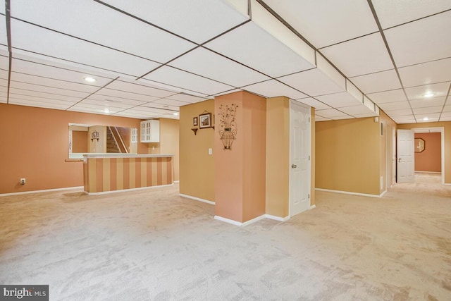 927 Brick Manor Cir, Silver Spring, MD 20905 - finished below grade area featuring carpet flooring, a paneled ceiling, baseboards, recessed lighting, and stairway