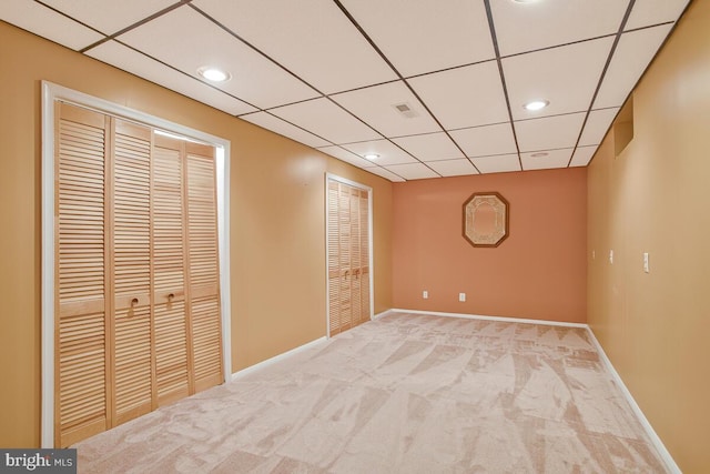 927 Brick Manor Cir, Silver Spring, MD 20905 - unfurnished bedroom with a drop ceiling, carpet, baseboards, and recessed lighting