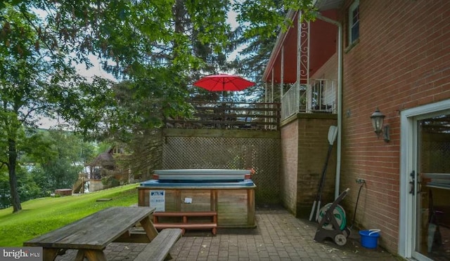 1417 Marsh Hill Rd, Mc Henry, MD 21541 - view of patio / terrace with a hot tub and a wooden deck