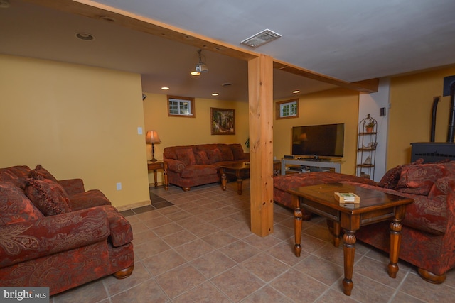 1417 Marsh Hill Rd, Mc Henry, MD 21541 - tiled living room featuring recessed lighting and baseboards