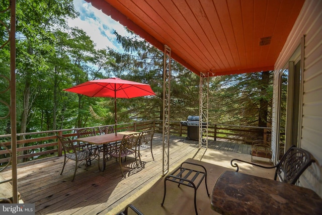 1417 Marsh Hill Rd, Mc Henry, MD 21541 - wooden deck with outdoor dining space and grilling area