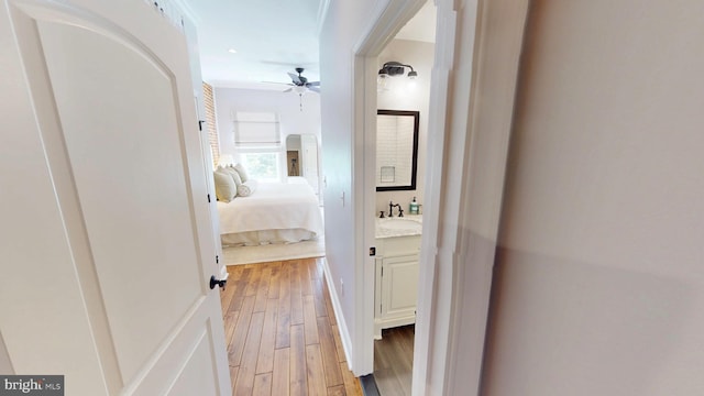 2714 Fait Ave, Baltimore, MD 21224 - hall with light wood-type flooring and a sink