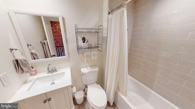 2714 Fait Ave, Baltimore, MD 21224 - bathroom featuring vanity, toilet, and shower / bath combo with shower curtain