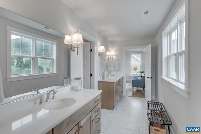 6119-2 Jarmans Gap Rd Lot 2Jarmans, Gap, Crozet, VA 22932 - bathroom with two vanities, marble finish flooring, and baseboards