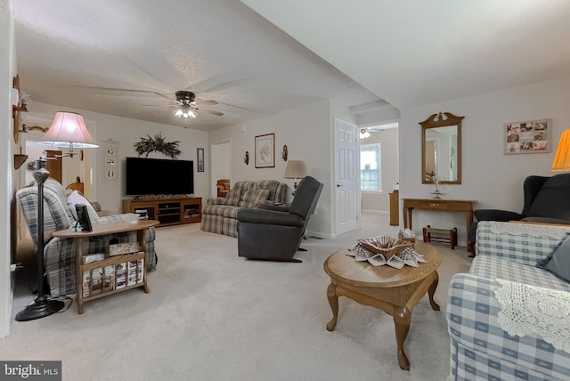 6165 Hawthorne Rd, La Plata, MD 20646 - living area with a ceiling fan, light colored carpet, and baseboards