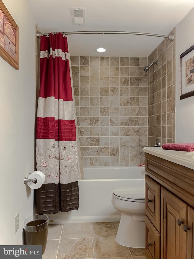6165 Hawthorne Rd, La Plata, MD 20646 - bathroom with shower / bath combo with shower curtain, vanity, toilet, and tile patterned floors