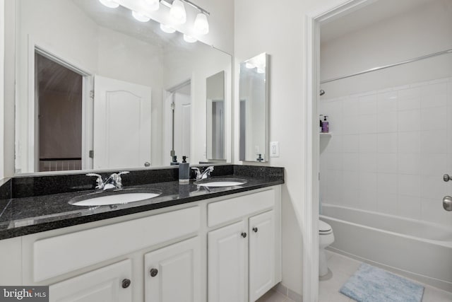 42533 Benfold Sq, Brambleton, VA 20148 - bathroom featuring double vanity, toilet, and bathing tub / shower combination