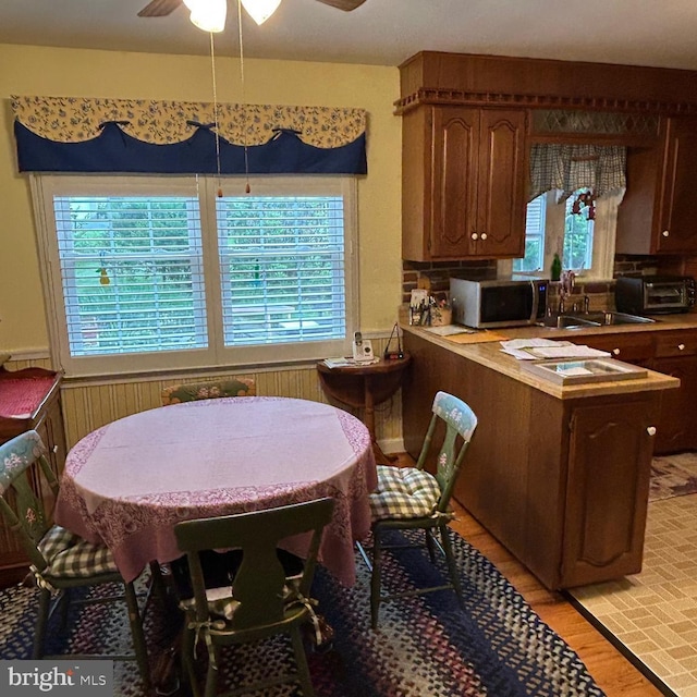 603 Jefferson Blvd, Reading, PA 19609 - kitchen with stainless steel microwave, healthy amount of natural light, a sink, and ceiling fan