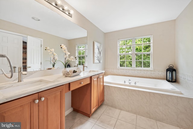 25 Kennedy Ct, Princeton, NJ 08540 - full bathroom with double vanity, tile patterned floors, and a bath