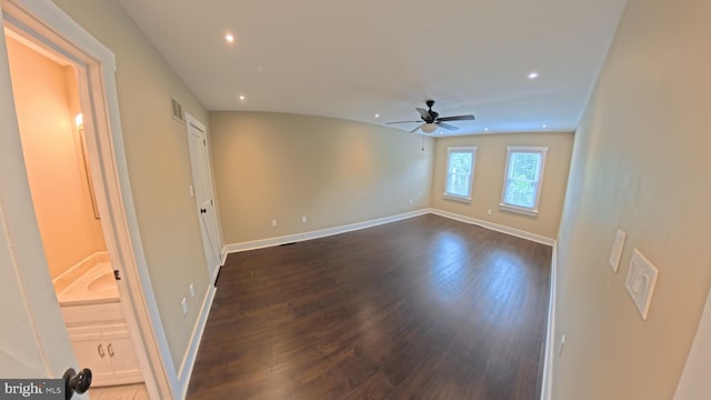 3204 Aquia Dr, Stafford, VA 22554 - empty room featuring recessed lighting, dark wood-style flooring, a ceiling fan, and baseboards