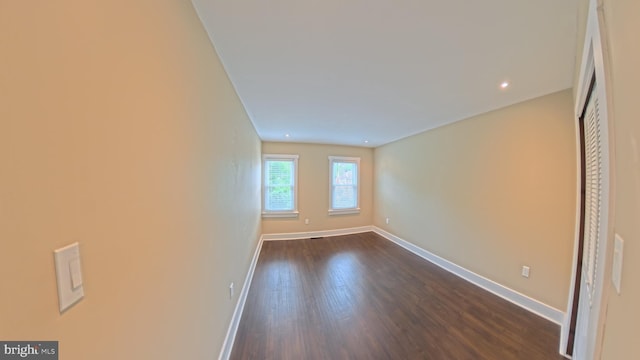3204 Aquia Dr, Stafford, VA 22554 - empty room featuring dark wood finished floors, baseboards, and recessed lighting