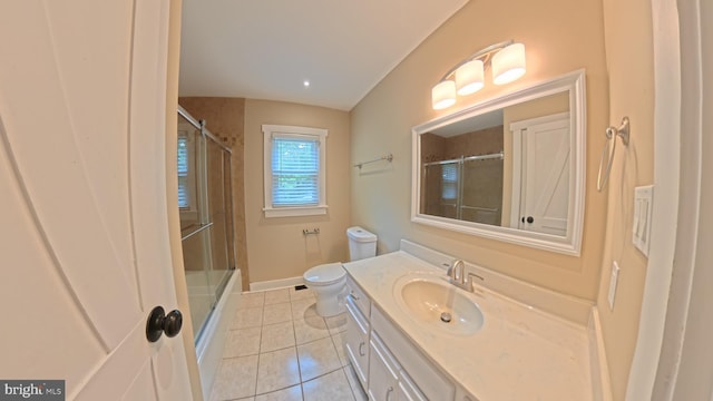 3204 Aquia Dr, Stafford, VA 22554 - bathroom with toilet, tile patterned floors, vanity, bath / shower combo with glass door, and baseboards