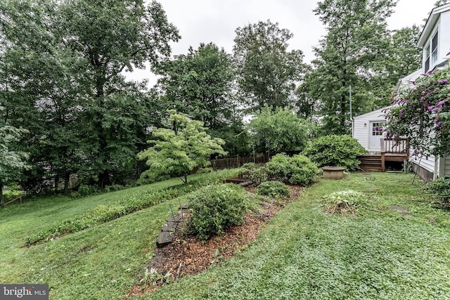 5632 Glenwood Dr, Alexandria, VA 22310 - view of grassy yard with a wooden deck