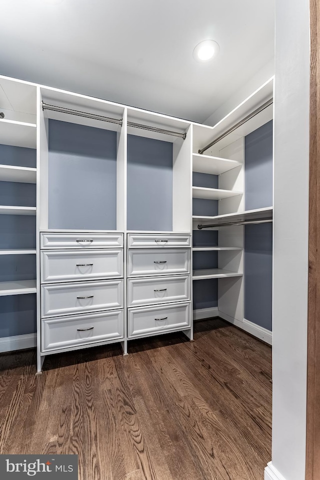 5632 Glenwood Dr, Alexandria, VA 22310 - walk in closet with dark wood-style floors