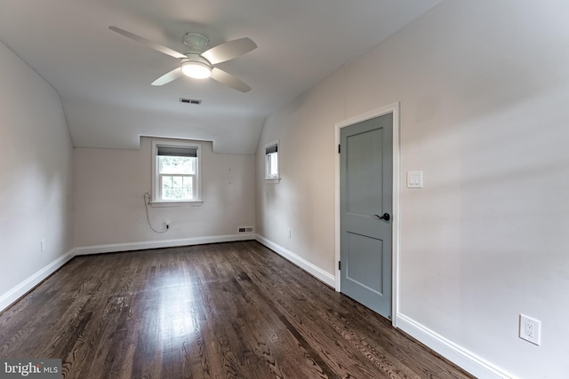 5632 Glenwood Dr, Alexandria, VA 22310 - unfurnished room with dark wood finished floors, a ceiling fan, and lofted ceiling