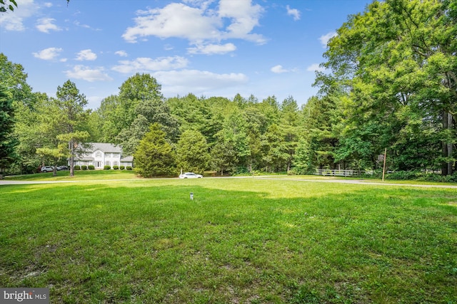 5311 Cove View Dr, Saint Leonard, MD 20685 - view of grassy yard with a wooded view