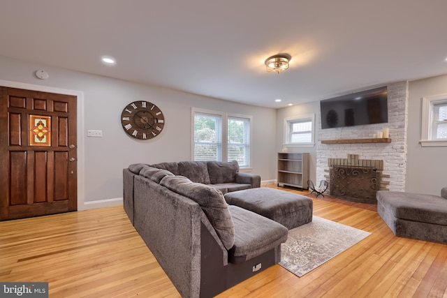 616 New Holland Ave, Lancaster, PA 17602 - living area with plenty of natural light, wood-type flooring, a fireplace, and recessed lighting