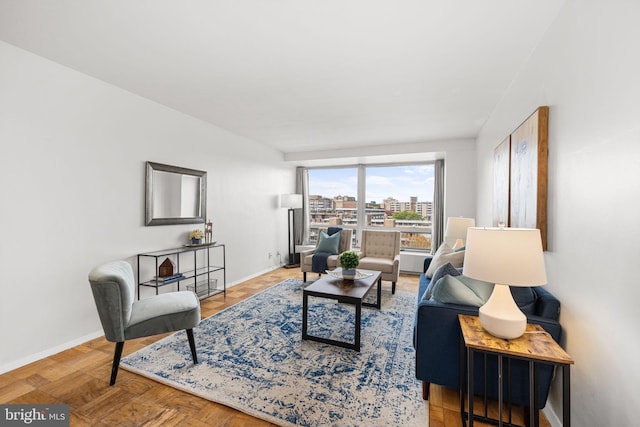 1435 4th St SW Unit B513, Washington, DC 20024 - living room featuring baseboards and a city view