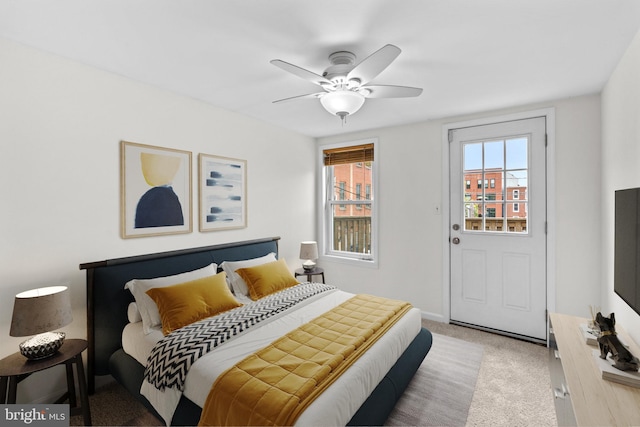 1240 Wall St, Baltimore, MD 21230 - bedroom with light carpet, a ceiling fan, and baseboards