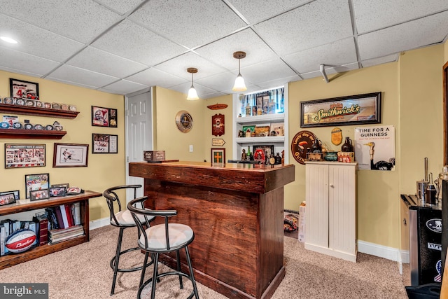 20 Elkshead Ter, Hamilton, NJ 08620 - indoor dry bar with carpet, a drop ceiling, baseboards, and decorative light fixtures