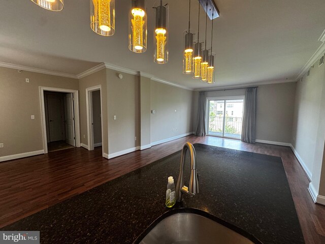 6301 Edsall Rd Unit 224, Alexandria, VA 22312 - spare room featuring wood finished floors, ornamental molding, and a chandelier