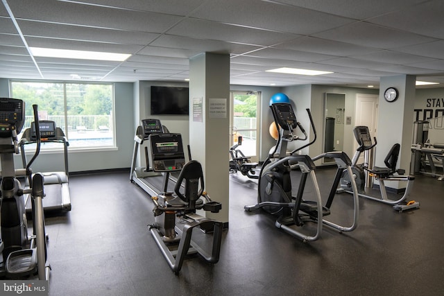 6301 Edsall Rd Unit 224, Alexandria, VA 22312 - workout area with healthy amount of natural light and a paneled ceiling