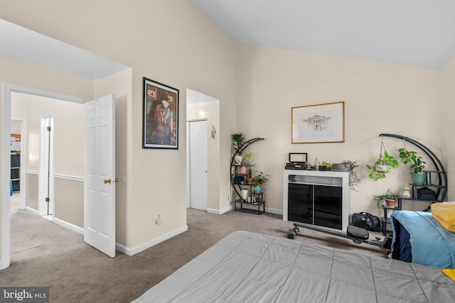 841 Mchenry St, Baltimore, MD 21230 - bedroom with carpet floors, vaulted ceiling, and baseboards