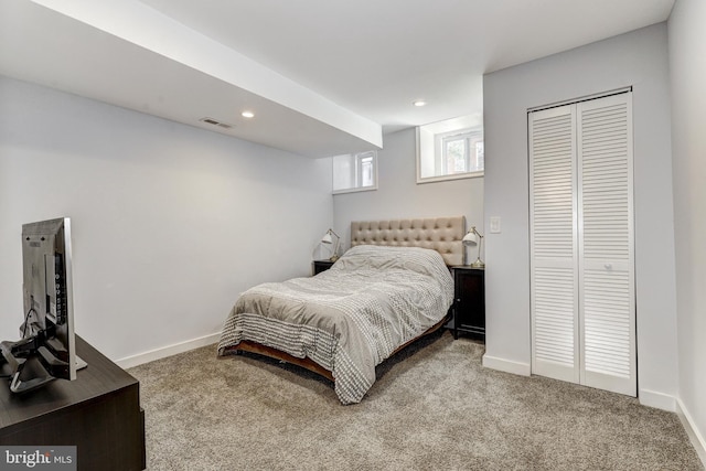 107 W Ostend St, Baltimore, MD 21230 - carpeted bedroom featuring recessed lighting, a closet, and baseboards