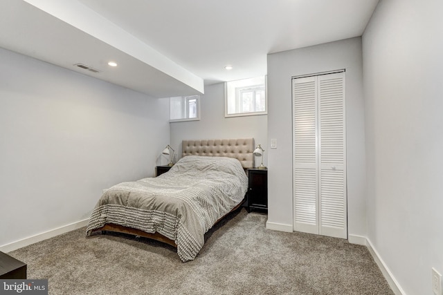 107 W Ostend St, Baltimore, MD 21230 - carpeted bedroom featuring a closet, recessed lighting, and baseboards