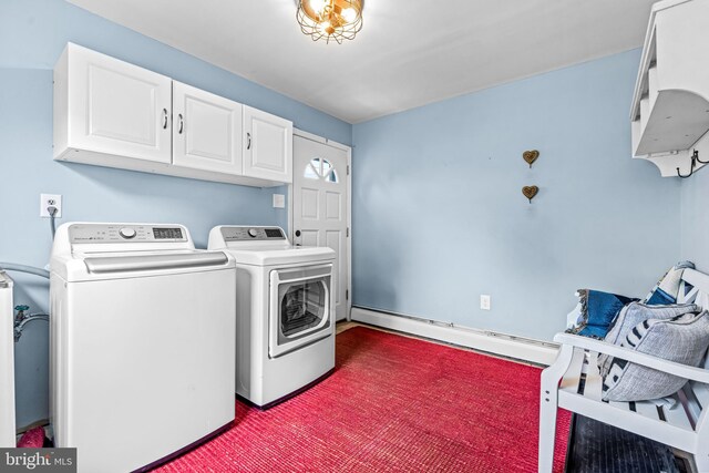 73 Swallow, Southampton, PA 18966 - washroom featuring cabinet space, independent washer and dryer, and a baseboard radiator