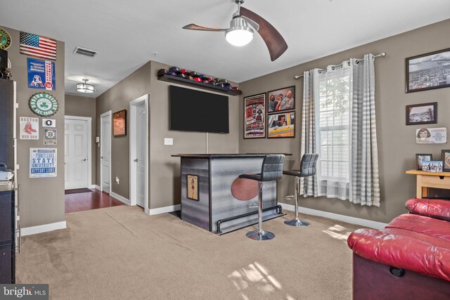 135A Equestrian Row, Bensalem, PA 19020 - carpeted living area featuring ceiling fan and baseboards