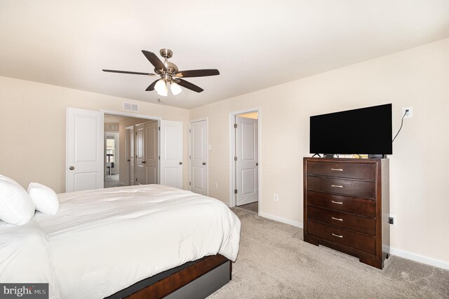 1018 Edenberry Way, Glen Burnie, MD 21060 - bedroom featuring baseboards, light colored carpet, and ceiling fan