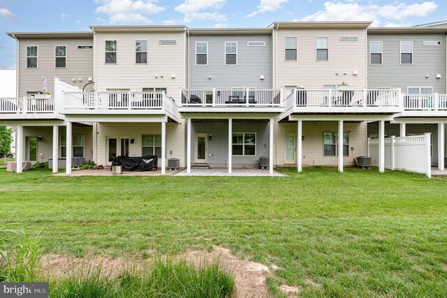1018 Edenberry Way, Glen Burnie, MD 21060 - rear view of property featuring central AC unit, a yard, a patio, and a wooden deck