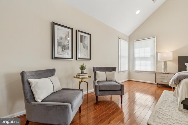 43229 Augustine Pl, Ashburn, VA 20147 - bedroom featuring baseboards, wood finished floors, and high vaulted ceiling