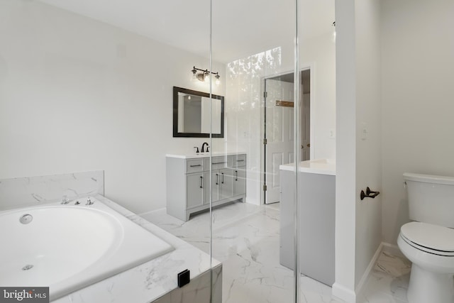 43175 Burstall Ct, Leesburg, VA 20176 - full bath featuring marble tiled flooring, vanity, toilet, and a bath