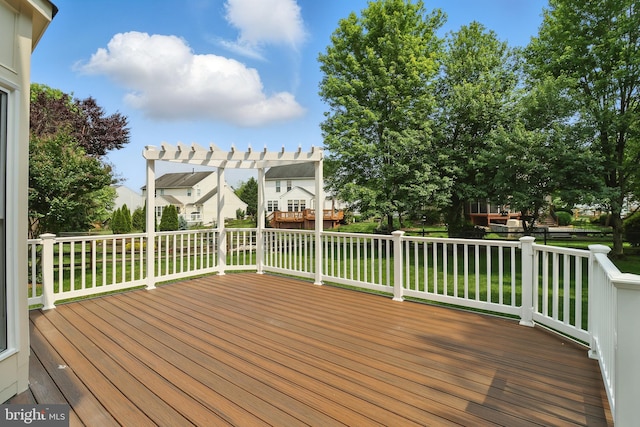 43175 Burstall Ct, Leesburg, VA 20176 - deck with a pergola, a residential view, and a yard